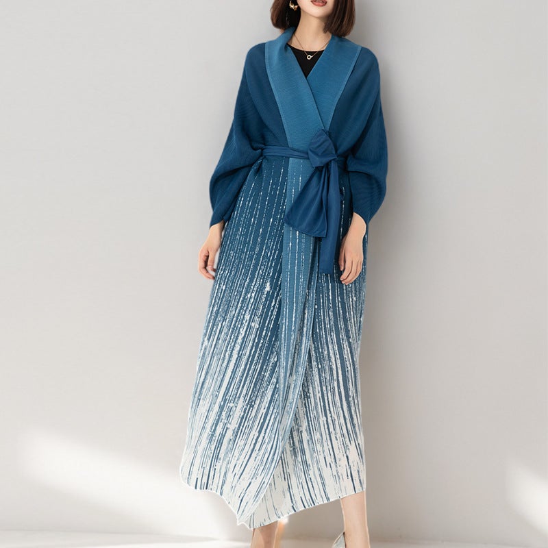 Middle East Muslim Robe Women'S Long Dress Women'S Loose Plus Size Pleated Gradient High-Grade Arabian Dubai Clothing - Image 1