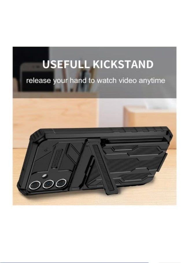 Protective Cover for Samsung Galaxy A55 5G Wallet Case with Credit Card Holder Stand Kickstand Slim Rugged Shockproof Heavy Duty Defender Armor - Image 4