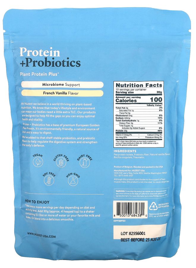 Nuzest Protein + Probiotics French Vanilla 10.6 oz (300 g) - Image 2