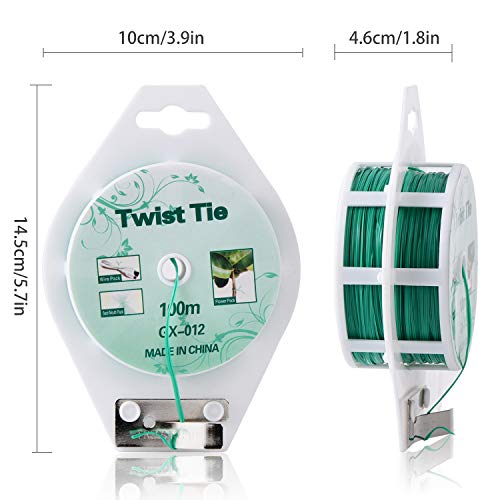 YDSL 2 Reels 328 Feet (100m) Twist Tie, Green Coated Garden Plant Ties with Cutter for Gardening and Office Organization, Home - Image 4