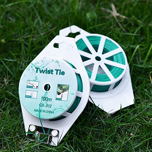 YDSL 2 Reels 328 Feet (100m) Twist Tie, Green Coated Garden Plant Ties with Cutter for Gardening and Office Organization, Home - Image 5
