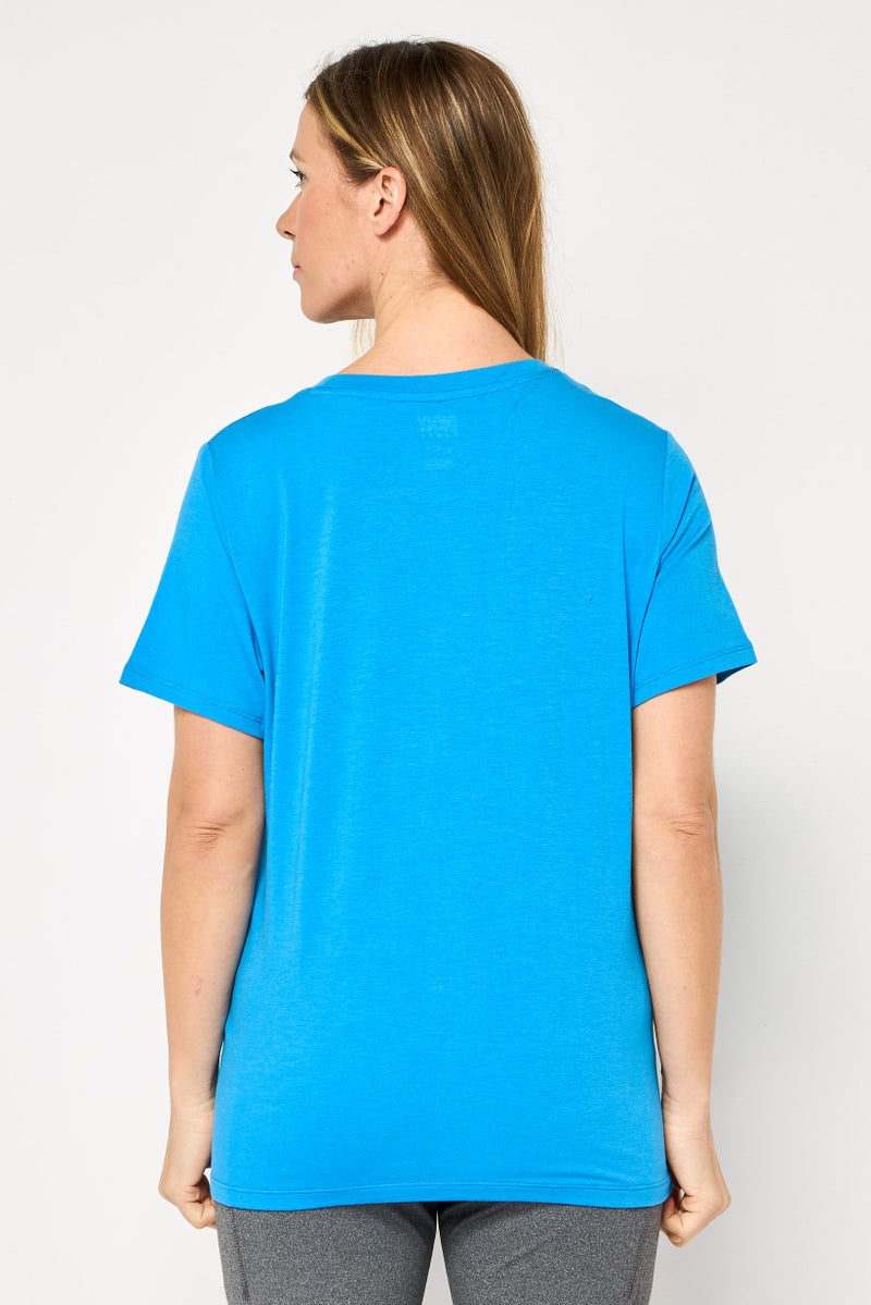 DKNY Sport Women Sportswear Fit Short Sleeve Training T-Shirt, Blue - Image 4