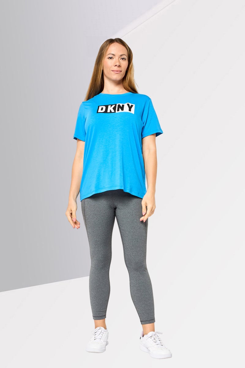 DKNY Sport Women Sportswear Fit Short Sleeve Training T-Shirt, Blue - Image 2