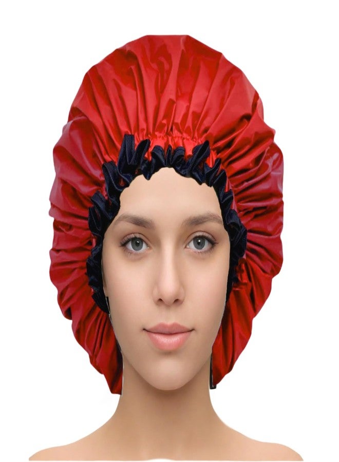 ELEBOX Premium Collection Super Jumbo Shower Cap for Braids Double-Layer Satin Waterproof Reusable Bonnet Sleep Cap - Image 2
