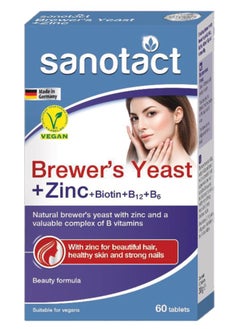 Sanotact Brewer’s Yeast + Zinc Tablets - Dietary Supplement for Skin, Hair, and Nail Health