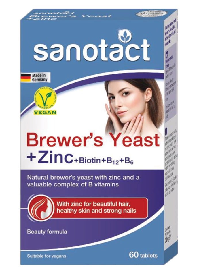 sanotact - Sanotact Brewer’s Yeast + Zinc Tablets - Dietary Supplement for Skin, Hair, and Nail Health - Image 1