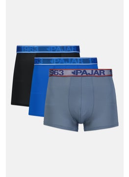 Pajar Men 3 Pieces Brand Logo Boxer Brief, Blue Combo  - Image 1