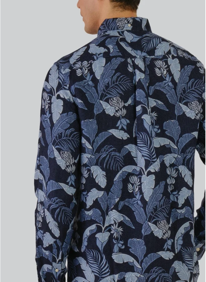 GANT Regular Fit Linen Print Shirt