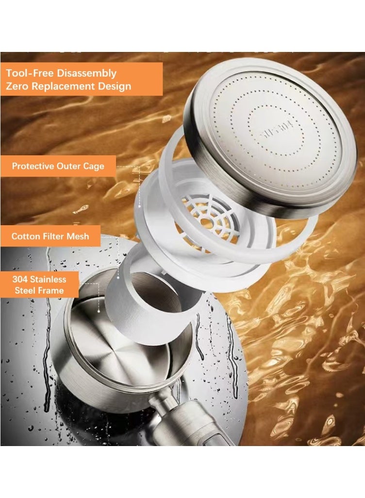 Kinnexa Tech SU304 Stainless Steel High Pressure Shower Head with FREE Hose- Saves 68% Water, Dual Self-Cleaning Filter, 360° Rotation, Anti-Burst Hose for Ultimate Spa-Like Skin & Hair Care Experience - Image 4