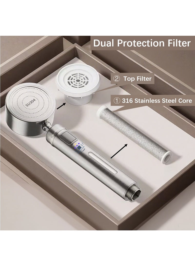 Kinnexa Tech SU304 Stainless Steel High Pressure Shower Head with FREE Hose- Saves 68% Water, Dual Self-Cleaning Filter, 360° Rotation, Anti-Burst Hose for Ultimate Spa-Like Skin & Hair Care Experience - Image 3