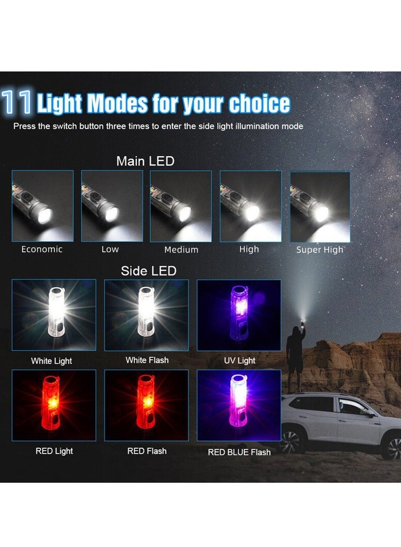 Mini Outdoor Camping Searchlight TYPE-C Rechargeable Mini Portable LED Flashlight Keychain Flashlight 11 Lighting Modes  - Image 3