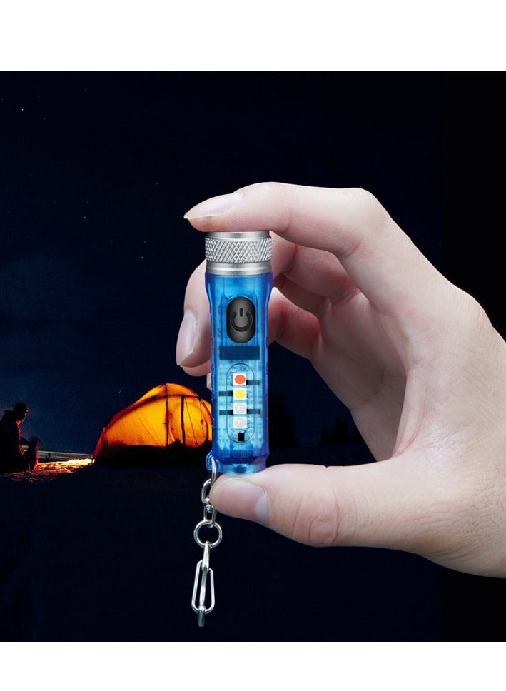 Mini Outdoor Camping Searchlight TYPE-C Rechargeable Mini Portable LED Flashlight Keychain Flashlight 11 Lighting Modes  - Image 1