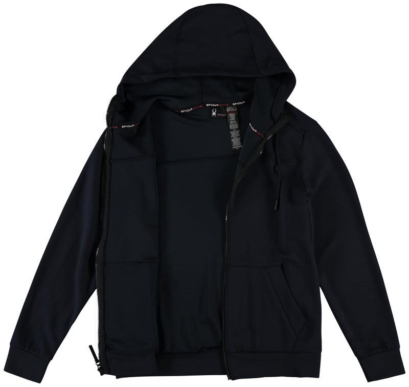 Spyder Mens Active Sweatshirt - Performance Tech Fleece Zip Hoodie Sweatshirt - Workout Full Zip Track Jacket for Men (S-XL), Size Small, Almost Black Navy - Image 4