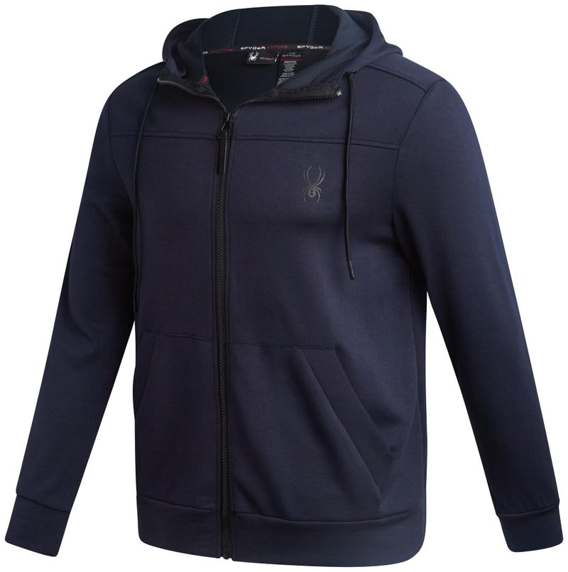 Spyder Mens Active Sweatshirt - Performance Tech Fleece Zip Hoodie Sweatshirt - Workout Full Zip Track Jacket for Men (S-XL), Size Small, Almost Black Navy - Image 1
