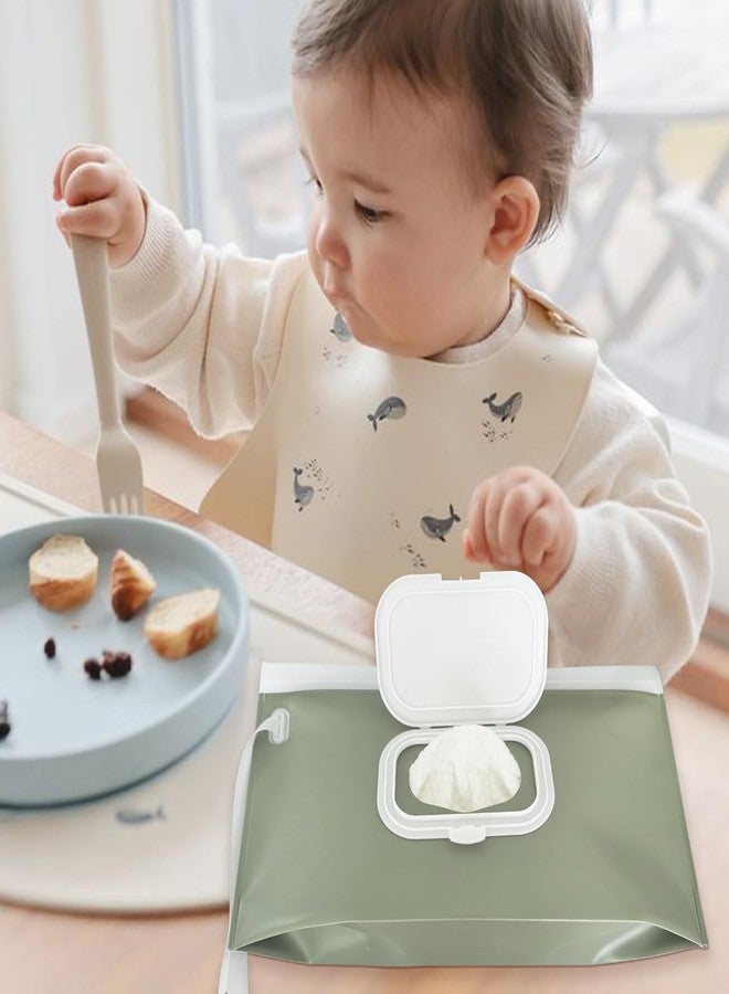 cephira Baby wipes dispenser，portable baby wipes holder for outdoor, Refillable baby wipes container, on the go wet wipe pouch for travel, resuable wipes dispenser for hiking (sage) - Image 3