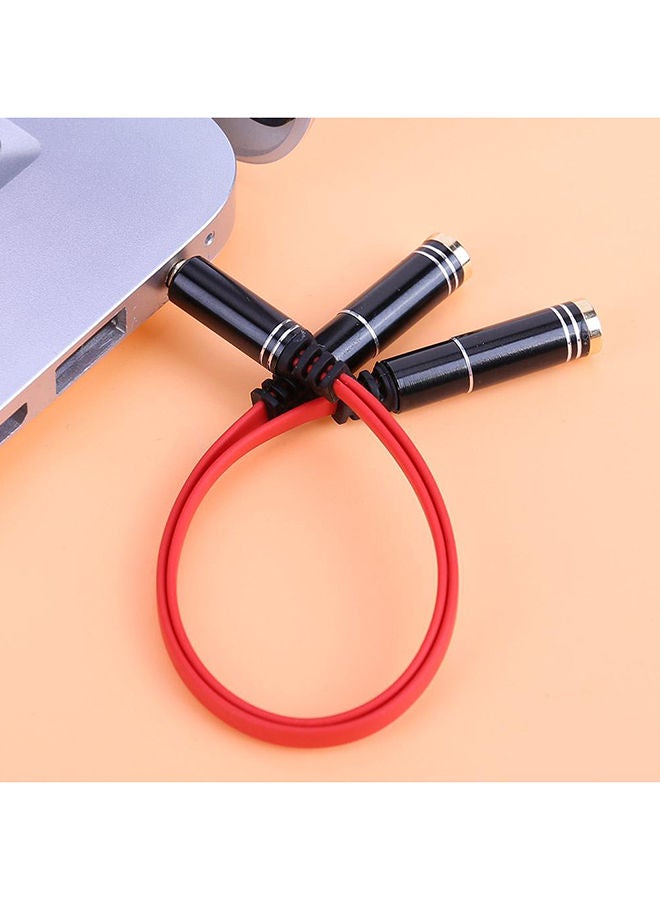 NIBEMINENT 3.5mm Stereo Audio Male To 2 Female Headphone Mic Y Splitter Cable Adapter Black+Red - Image 2