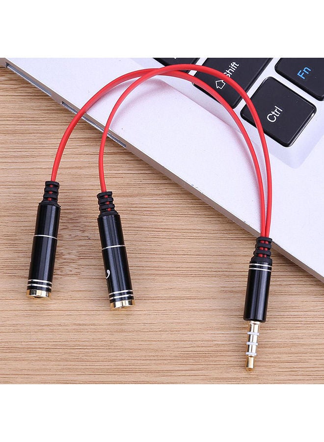 NIBEMINENT 3.5mm Stereo Audio Male To 2 Female Headphone Mic Y Splitter Cable Adapter Black+Red - Image 3