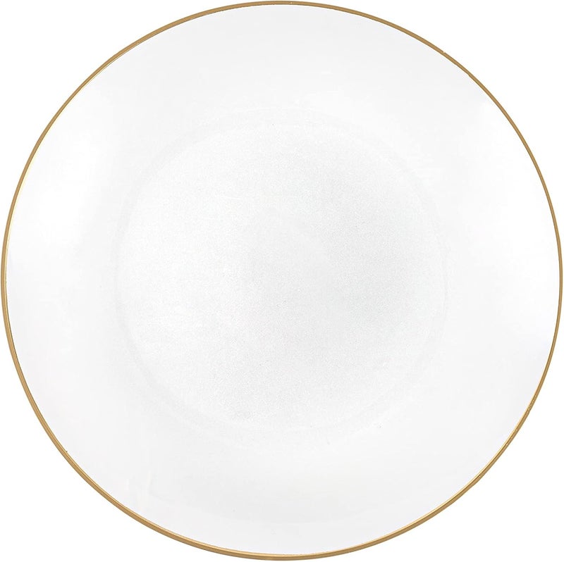 PLASTICPRO 30 Pack Hammered Plastic Plates Heavyweight Disposable Plastic Plates Elegant Transparent White Hammered Gold Rim Platsic Party Dishes (Transparent White With Gold Rim, 7'' INCH PLATES) - Image 2