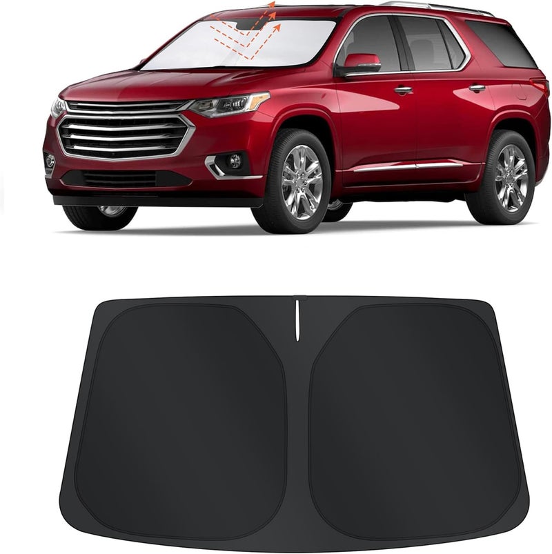 TINGLU Sun Shade for Chevrolet/Chevy Traverse 2018-2023 Accessories Windshield Sun Shade Window Shade UV Rays Protection Sun Visor Cover with Steering Wheel Sunshade Storage Bag Repeated use resistant selected material - Image 1