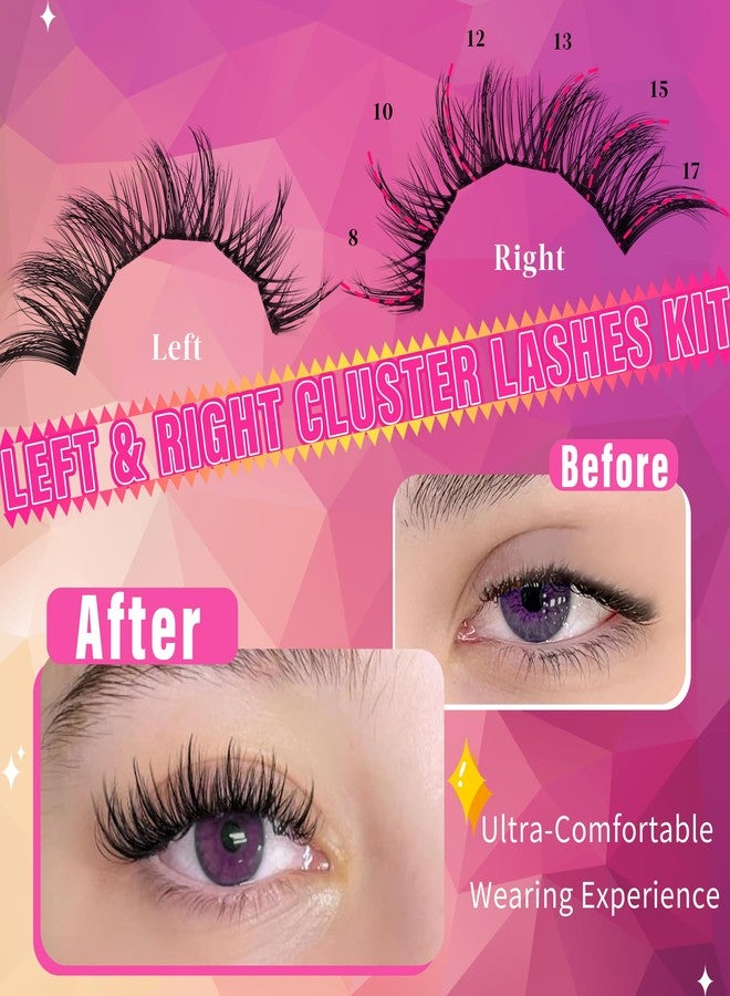 Yaiseiko Natural Lash Clusters Wispy Eyelash Clusters Left Right Cluster Eyelash Extensions Spiky Individual Lashes 8-17mm C D Curl Manga Lashes Clusters Kit with Lash Bond and Seal(120Pcs) - Image 4