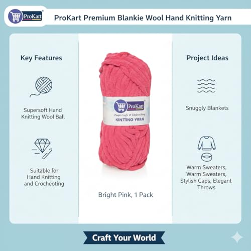 ProKart Premium Blankie Wool, Plush & Cuddly, Chenille Yarn Supersoft Hand Knitting Wool Ball | Blanket Thick/Mottu Yarn Ball Suitable for Hand Knitting and Crocheting (Dark Pink, 100gms x 4 Pack) - Image 4
