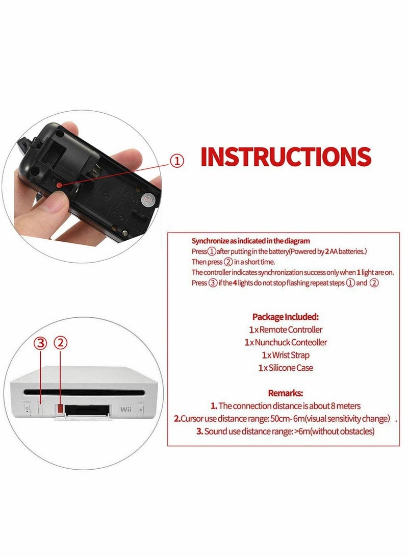 SYOSI - Controllers for Wii and Wii U, NC Remote Controller with and Nunchaku Controller Replacement, Including Wii Remote Controller and Wii Nunchucks, with Silicone Case and Wrist Strap - Image 1