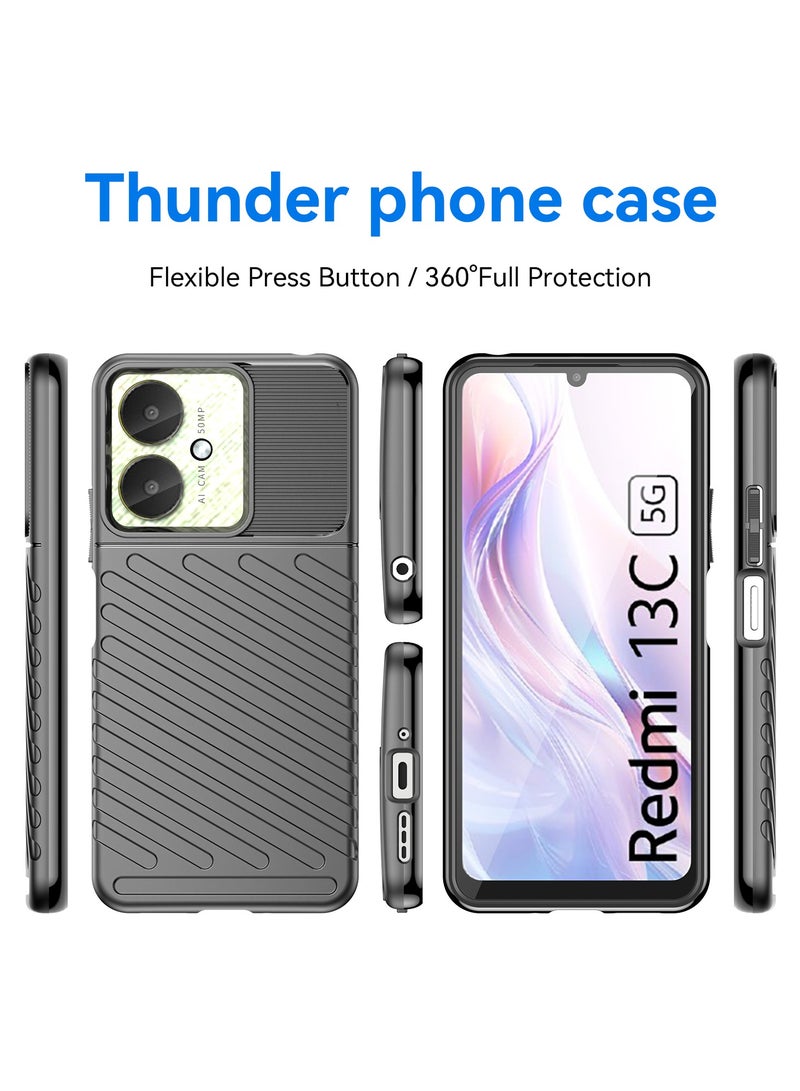 URBBKING Shockproof Protection Phone Case for Redmi 13C 4G/Redmi 13C 5G/Poco M6 5G/Poco C65 4G Black - Image 2