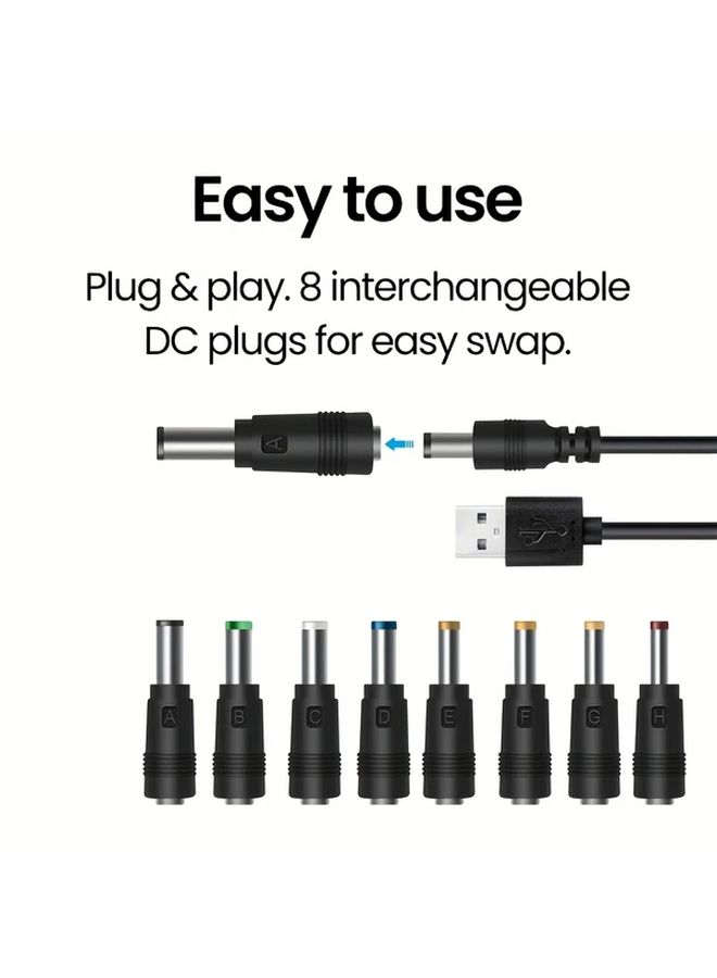 كابل محول طاقة USB أحادي الخط إلى تيار مباشر 5 فولت مع محول 8-11 دبوس للهواتف الذكية والأجهزة اللوحية - Image 2