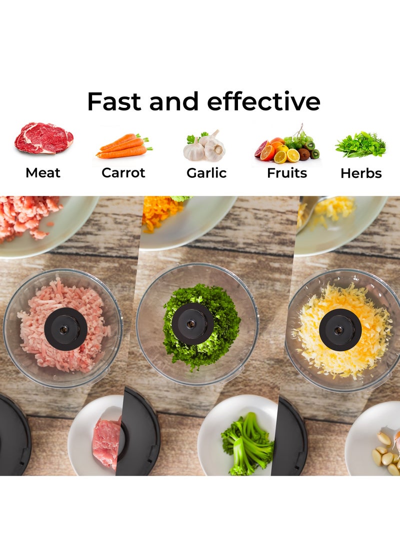 Geepas Multi Chopper With Stainless Steel Blade, 100W Powerful Copper Motor, 350ML Chopper Bowl, One Speed Control, High Power DC Motor, Mincing Function, Coarse, Easy To Clean, Chop To Fine Mince 350 ml 100 W GMC42028 Black - Image 4