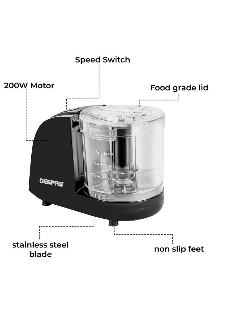 Geepas Multi Chopper With Stainless Steel Blade, 100W Powerful Copper Motor, 350ML Chopper Bowl, One Speed Control, High Power DC Motor, Mincing Function, Coarse, Easy To Clean, Chop To Fine Mince 350 ml 100 W GMC42028 Black - Image 5