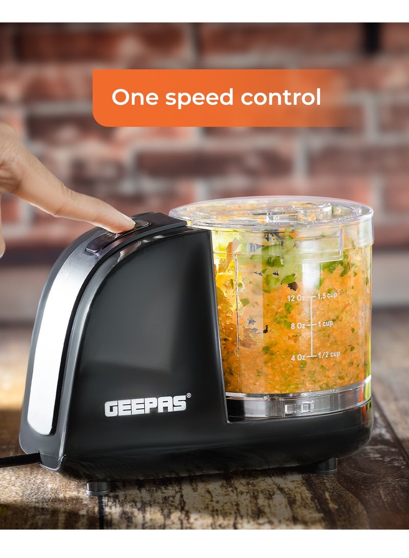 Geepas Multi Chopper With Stainless Steel Blade, 100W Powerful Copper Motor, 350ML Chopper Bowl, One Speed Control, High Power DC Motor, Mincing Function, Coarse, Easy To Clean, Chop To Fine Mince 350 ml 100 W GMC42028 Black - Image 3