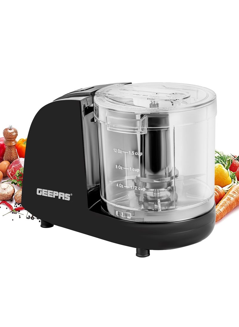 Geepas Multi Chopper With Stainless Steel Blade, 100W Powerful Copper Motor, 350ML Chopper Bowl, One Speed Control, High Power DC Motor, Mincing Function, Coarse, Easy To Clean, Chop To Fine Mince 350 ml 100 W GMC42028 Black - Image 1