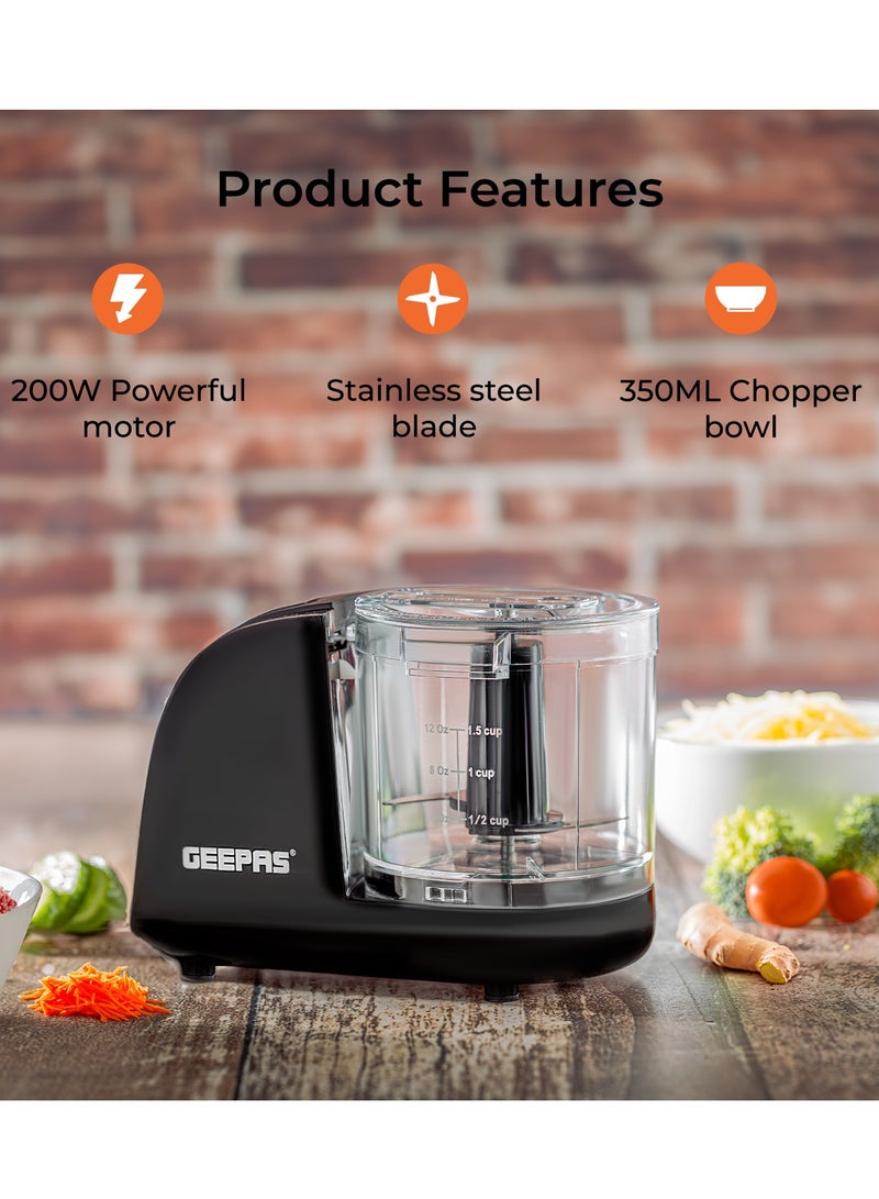 Geepas Multi Chopper With Stainless Steel Blade, 100W Powerful Copper Motor, 350ML Chopper Bowl, One Speed Control, High Power DC Motor, Mincing Function, Coarse, Easy To Clean, Chop To Fine Mince 350 ml 100 W GMC42028 Black - Image 2
