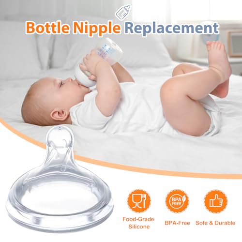 Eiszhjk 6 Pack Replacement Nipples Compatible with Dr Brown Wide Bottle, Silicone Nipples for Bottle, BPA-Free, Durable and Soft Nipple (S, Slow Flow) - Image 2
