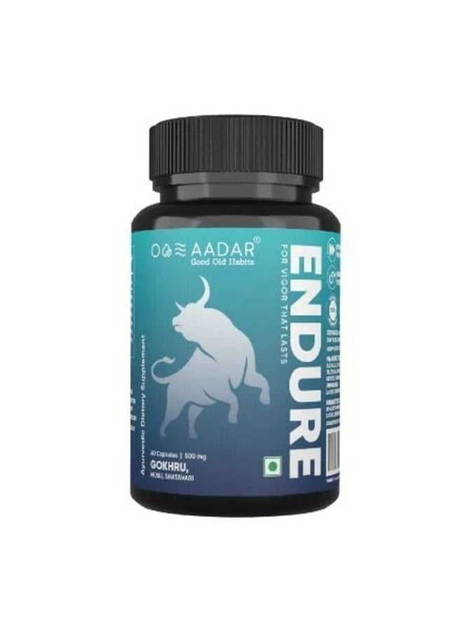 AADAR Endure Capsules Improves Energy Immunity Specially Formulated Contains 10+ Ayurvedic Herbs Including Shilajit Gokhru And Musli 60 Capsules 