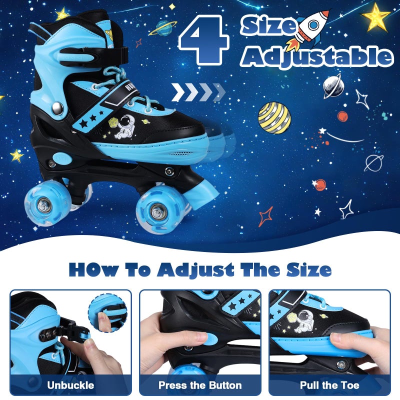 Hualonger Roller Skates,4 Size Adjustable Roller Skates Kids,Light-Up Wheels and Adorable Cartoon Designs, Multiple Layers of Protection for Girls and Boys,Suitable Indoor Outdoor - Image 3