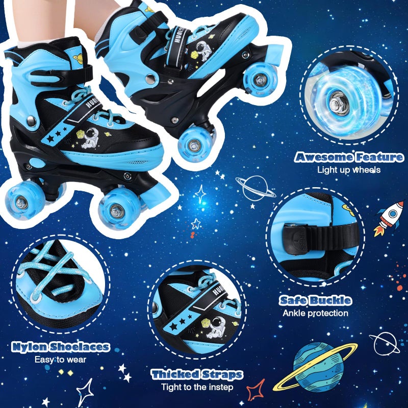 Hualonger Roller Skates,4 Size Adjustable Roller Skates Kids,Light-Up Wheels and Adorable Cartoon Designs, Multiple Layers of Protection for Girls and Boys,Suitable Indoor Outdoor - Image 4