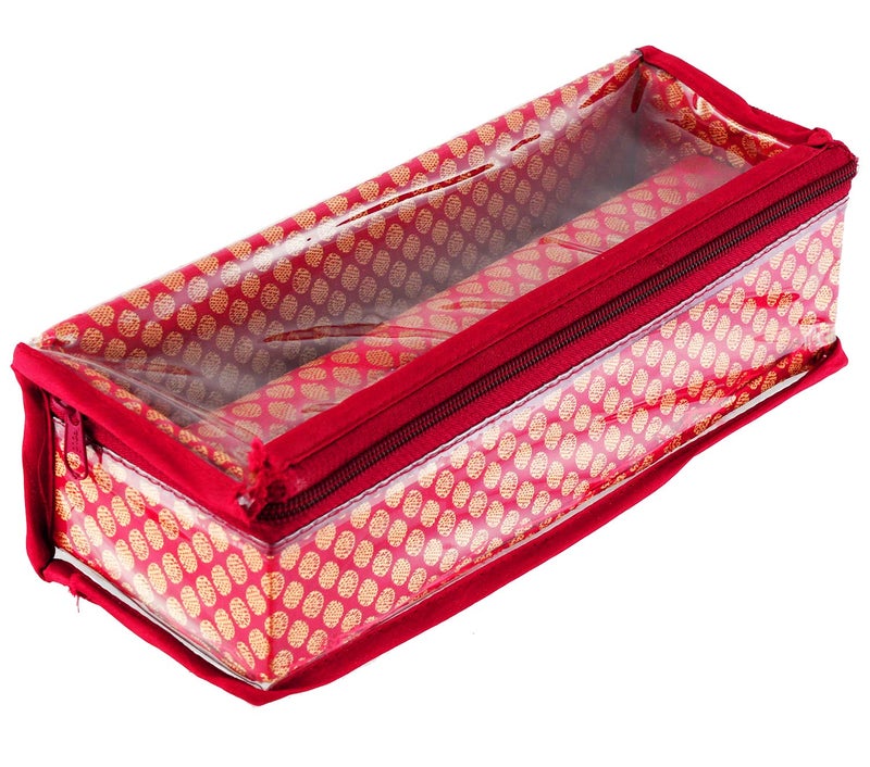 Kuber Industries Kuber Industries Polka Dots Design Brocade Hardboard One Rod Bangle Box (Pink) - CTKTC038833  - Image 3