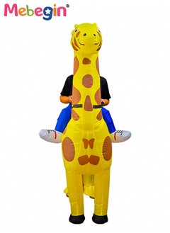 MEBEGIN Giraffe Shape Inflatable Suit, Giraffe Rider Animal Inflatable Costume with Blower and Battery Case, Cartoon Doll Clothing, Funny Blow up Pretend Toy Costume for Dess up Parties, Festivals and Cosplay Games, 4 AA Batteries Required(Not Included)  - Image 4