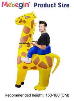 MEBEGIN Giraffe Shape Inflatable Suit, Giraffe Rider Animal Inflatable Costume with Blower and Battery Case, Cartoon Doll Clothing, Funny Blow up Pretend Toy Costume for Dess up Parties, Festivals and Cosplay Games, 4 AA Batteries Required(Not Included)  - Image 2