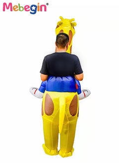 MEBEGIN Giraffe Shape Inflatable Suit, Giraffe Rider Animal Inflatable Costume with Blower and Battery Case, Cartoon Doll Clothing, Funny Blow up Pretend Toy Costume for Dess up Parties, Festivals and Cosplay Games, 4 AA Batteries Required(Not Included)  - Image 3