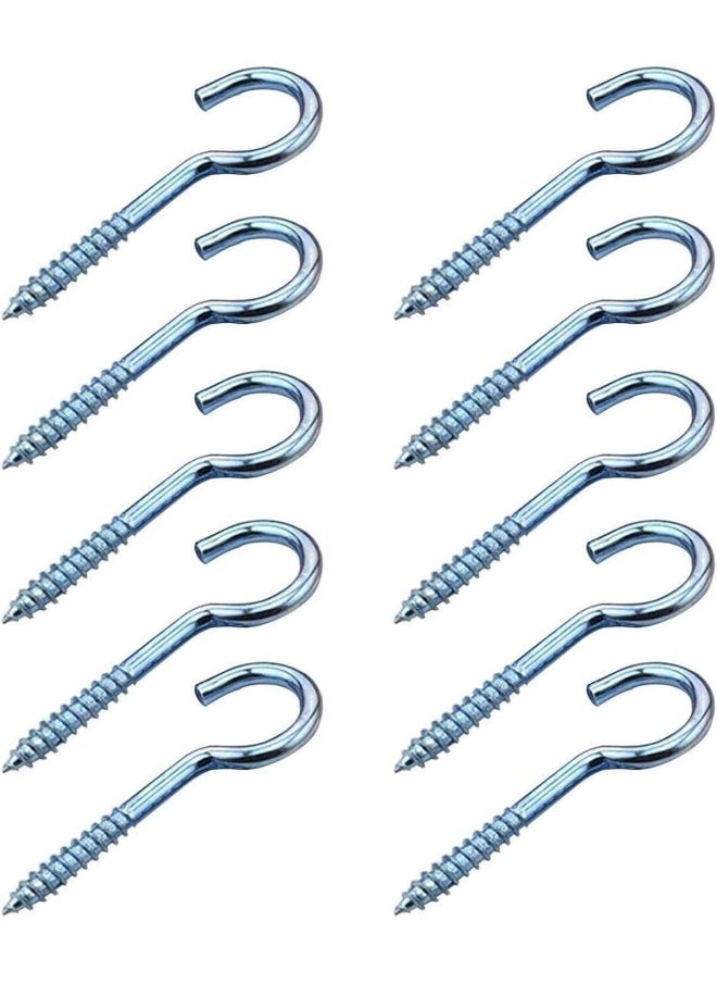 Biella Biellaâ„¢ 10Pcs Screw-in Hook â€“ GI Self-Tapping Screw Hooks - Open Eye Hooks for Home, Hanging Plants, Office, Outdoor Use, Lighting Hook Racks etc (2.1mm)  - Image 1