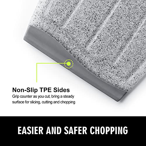 Ginkick Small Plastic Cutting Board, 7.48" Mini Cutting Board for Small Kitchen Task, Non Slip Cutting Board, Unique Design with Multiple Juice Grooves! BPA Free, Dishwasher Safe, Easy Grip Handle (Grey) - Image 5
