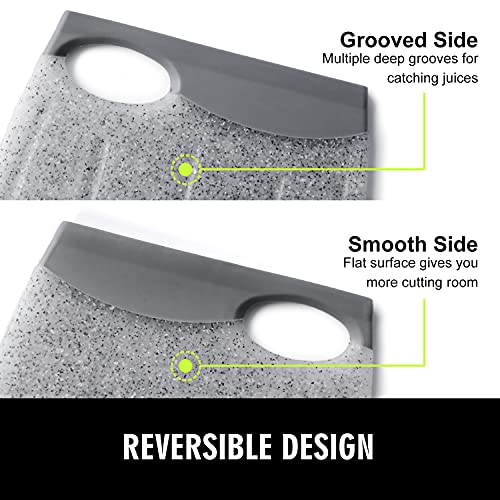 Ginkick Small Plastic Cutting Board, 7.48" Mini Cutting Board for Small Kitchen Task, Non Slip Cutting Board, Unique Design with Multiple Juice Grooves! BPA Free, Dishwasher Safe, Easy Grip Handle (Grey) - Image 4
