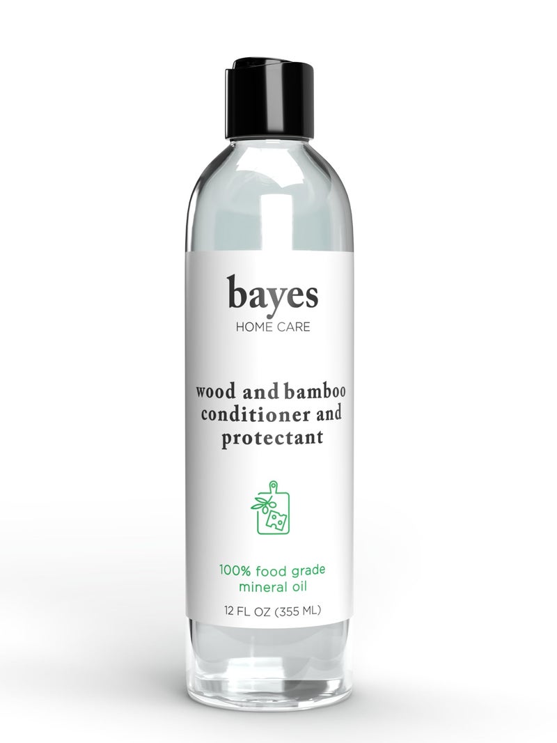 Bayes Food Grade Mineral Oil for Cutting Board - Mineral Oil Food Grade for Bamboo, Teak & Wood Conditioner and Protectant - Cutting Board Oil Food Grade Formula - Wood Oil for Cutting Board - 12 oz - Image 1