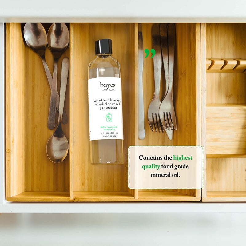 Bayes Food Grade Mineral Oil for Cutting Board - Mineral Oil Food Grade for Bamboo, Teak & Wood Conditioner and Protectant - Cutting Board Oil Food Grade Formula - Wood Oil for Cutting Board - 12 oz - Image 4
