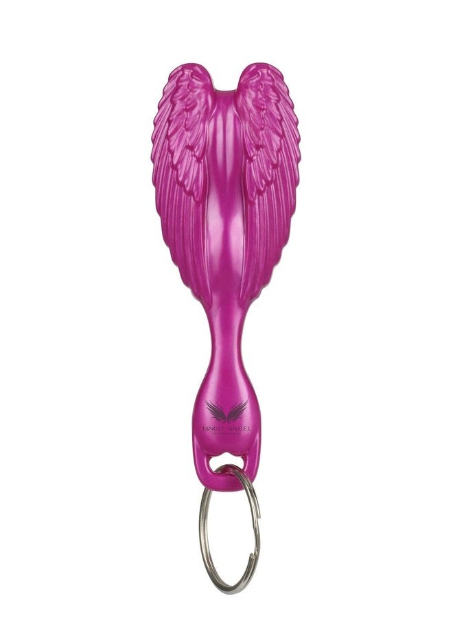 Tangle Angel Keyring Detangling Brush Fuchsia Grey Bristles