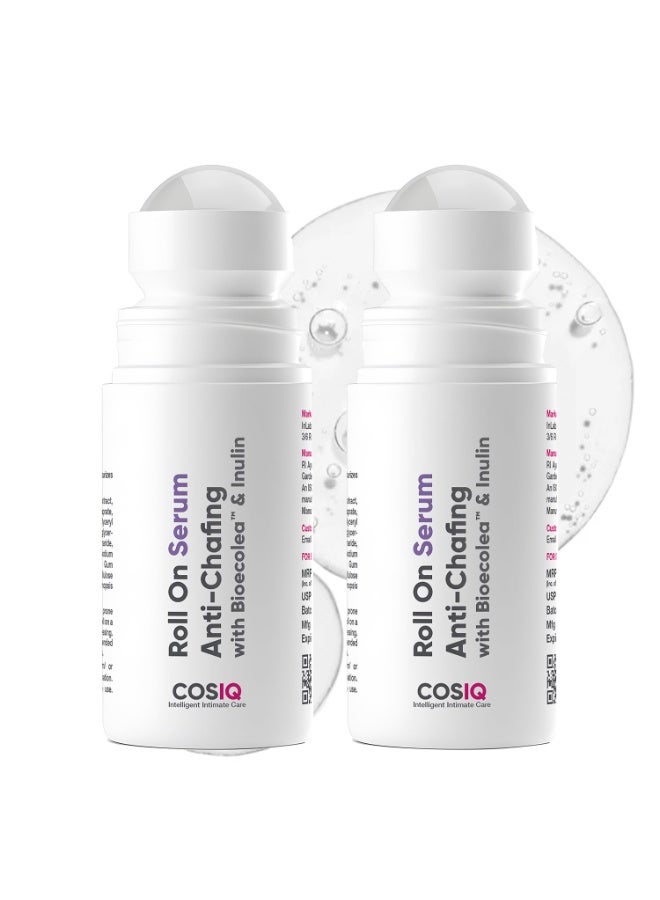 CosIQ Cos-IQ Anti-Chafing Roll-On Serum (Pack of 2 X 40ml)| Bioecolea & Inulin | Anti-Rash Serum for Intimate Areas | Reduces Inner Thigh Rashes from Sports| Prevents Sweat, Odor, Irritation & Rashes | 40ml*2 - Image 1