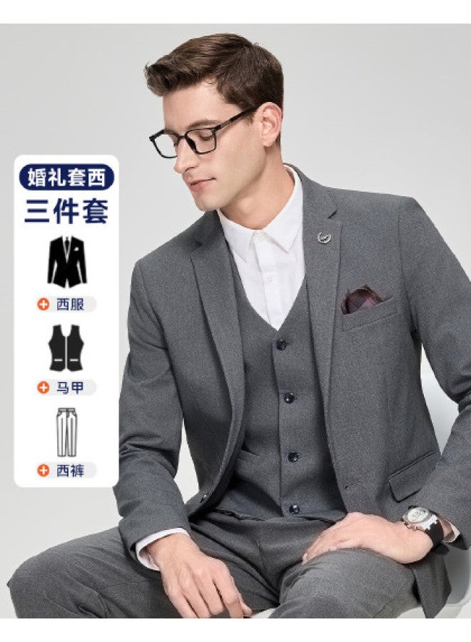 Fapai Business Three-piece Suit] Men's Spring/autumn Suit Business Casual Formal Suit Men's Wedding Groom Tuxedo - Image 1