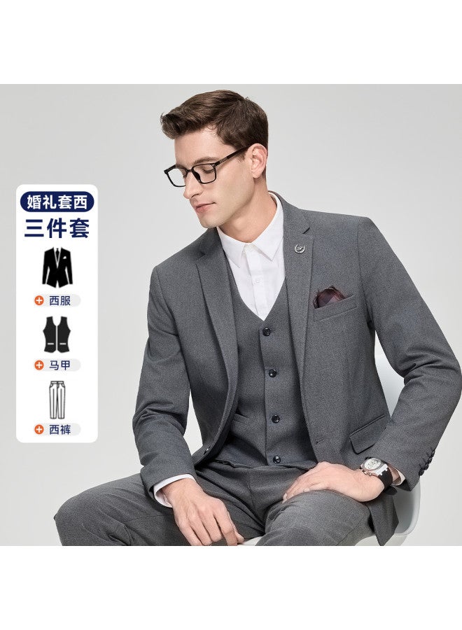 Fapai Business Three-piece Suit] Men's Spring/autumn Suit Business Casual Formal Suit Men's Wedding Groom Tuxedo - Image 2